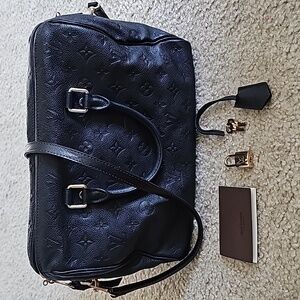 Louis Vuitton Empreinte Monogram Blue Bandouliere Speedy 30 Infini Navy Leather